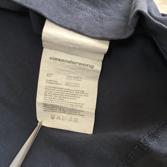 Alexander Wang Embellished denim color Logo Short Sleeve T-Shirt size small - Picture 8 of 10